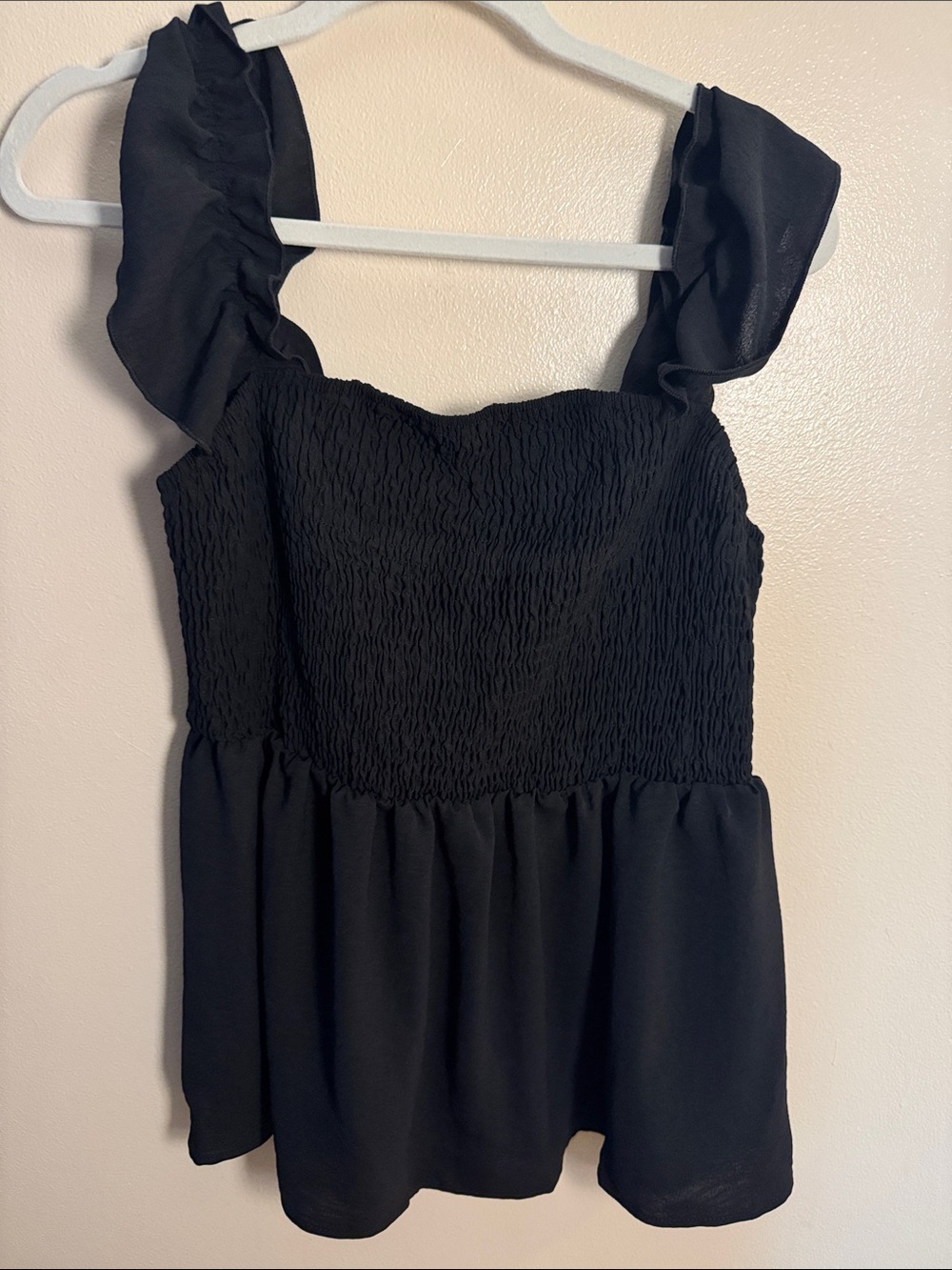 Women’s Black Smocked Peplum Tank Top